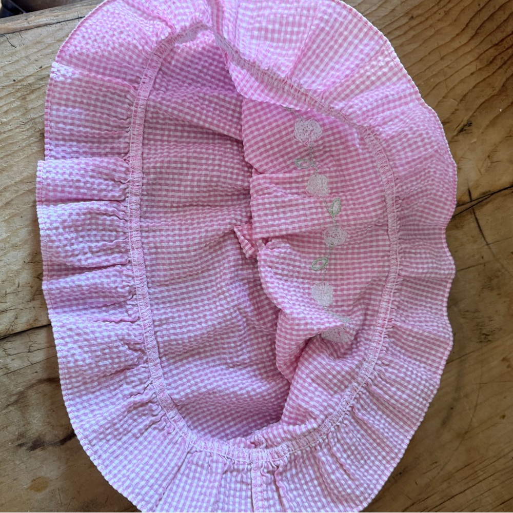 Vintage Pink Gingham Floral Baby Easter Dress - Picture 3 of 5